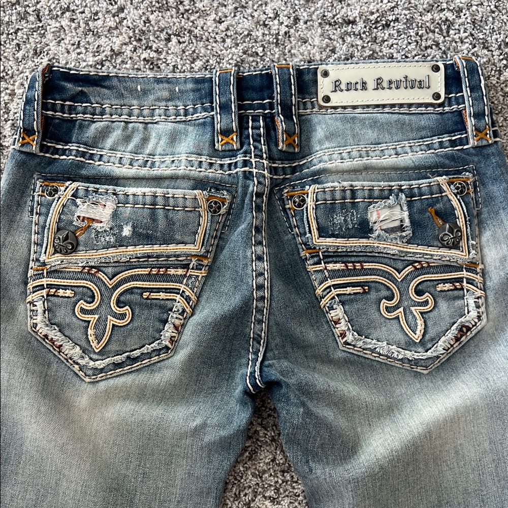 Rock Revival Faded Blue Denim with Stitch Detail